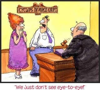 Sad story , Mr. and Mrs. Cyclops are getting a divorce .
