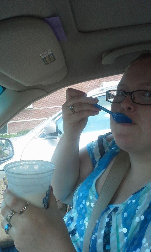 Enjoying a cookie dough concrete culver's