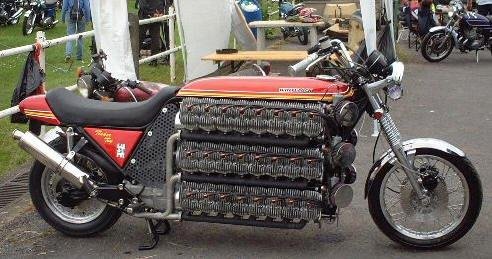 The next GoldWing - GL 4200!!!
48 cylinder motorcycle engine. This is guaranteed not photoshopped.
It is a 48 cylinder, 4200cc engine made from s1/kh250 cylinders, by Simon Whitlock.