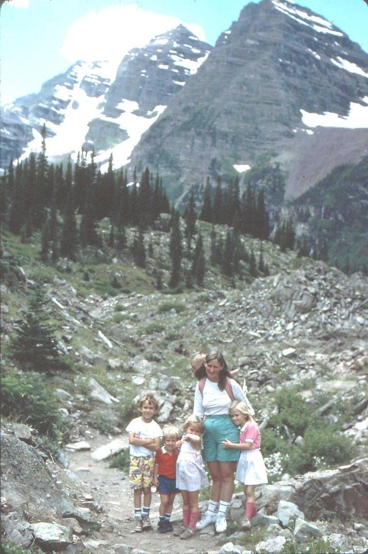 In thde Elk Mountains, near the Maroon Bells, about 1986. Always one of my favorite pictures.