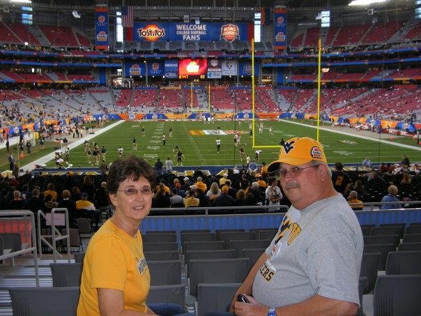 At the Fiesta Bowl 2008. Bev lived close to Morgantown home for WVU