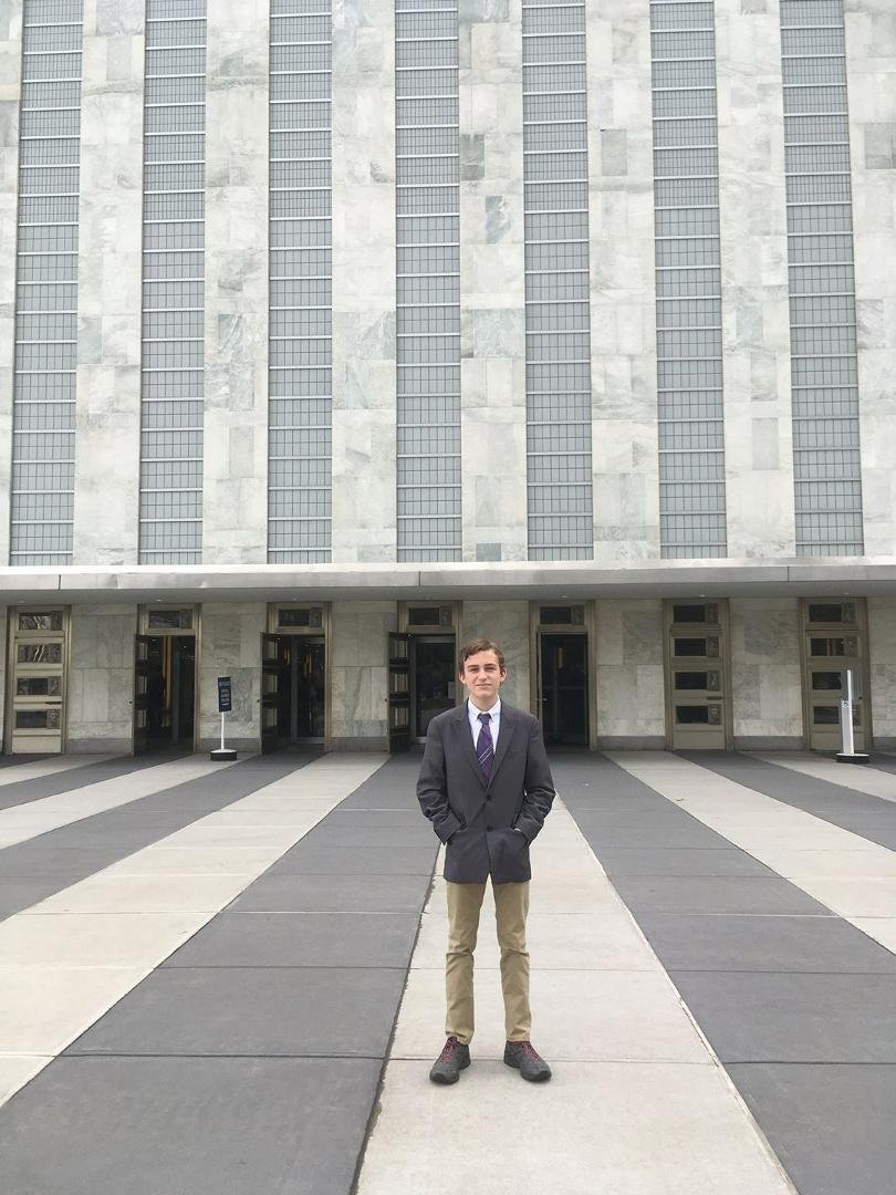 Rune Bluntzer in front of the U.N.