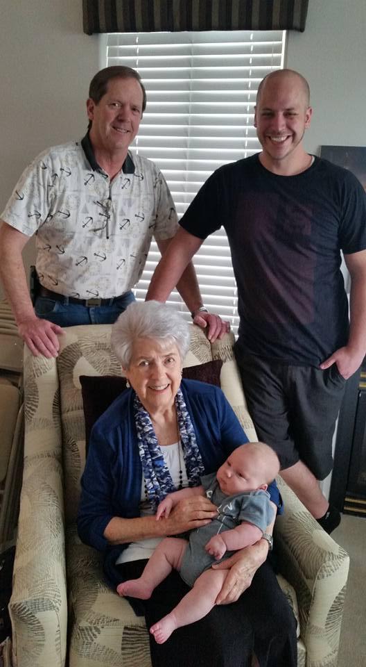 Our 4 generation photo of the day. What a great day for Mom to attend blessings for 2 great grandchildren in the same day!