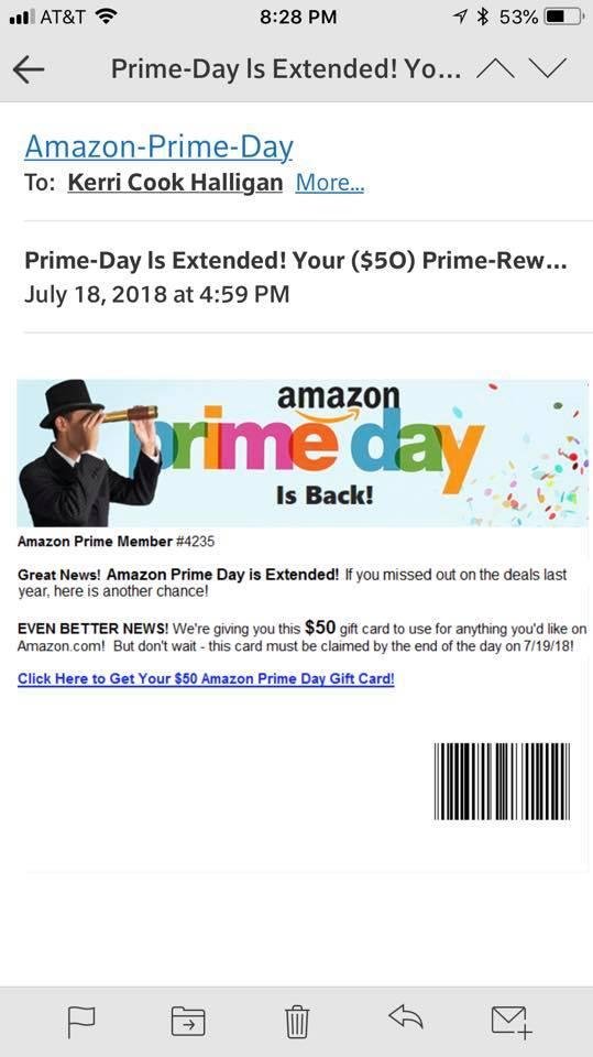 Watch out ya’ll...the phishers are trying to get you to log in to their website with your amazon password. One quick way to confirm if something is sketchy is to look at the return email address. This one was from bruma@j