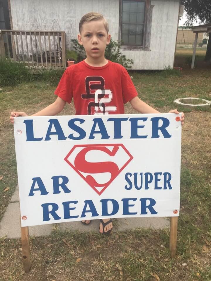 Ezavier is an AR Super Reader. Poor thing had to stay home from school all week due to being sick and missed participating in their 1st Grade Relay Races today. Even though he was very sick he still had endless energy. His