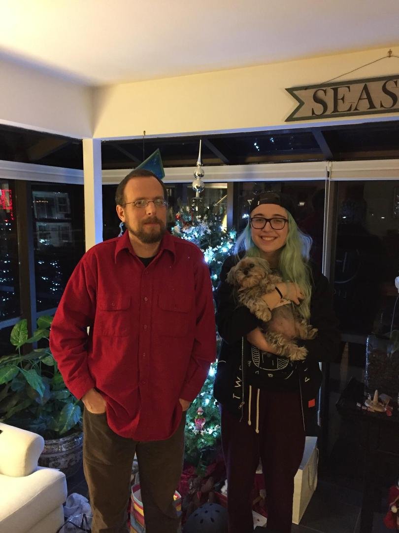 Son and daughter at Christmas...with Issy.
