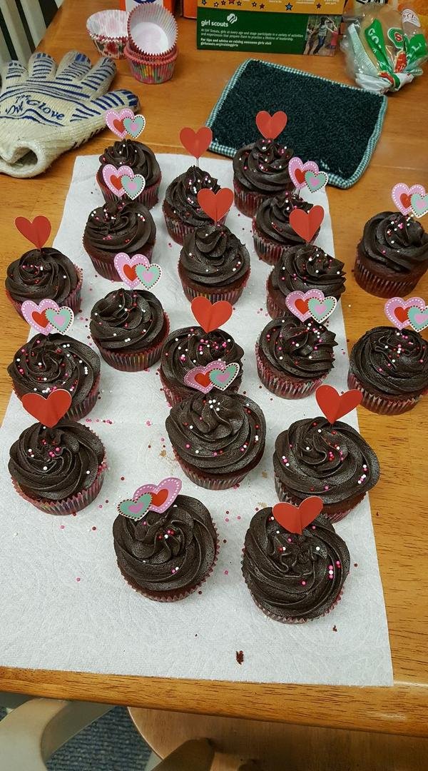 Cupcakes I made for my family and friends. Every year I love to do this. These have a cherry filling.