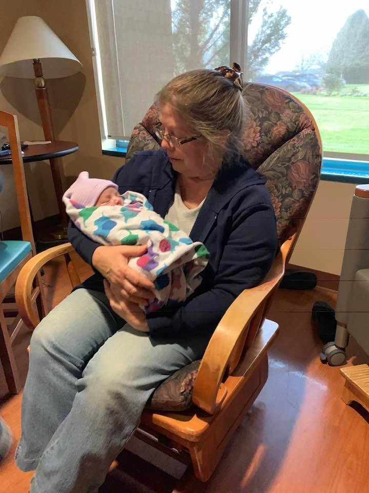 Grandma holding Henry Reynolds Griffith, born today (12-18-18).