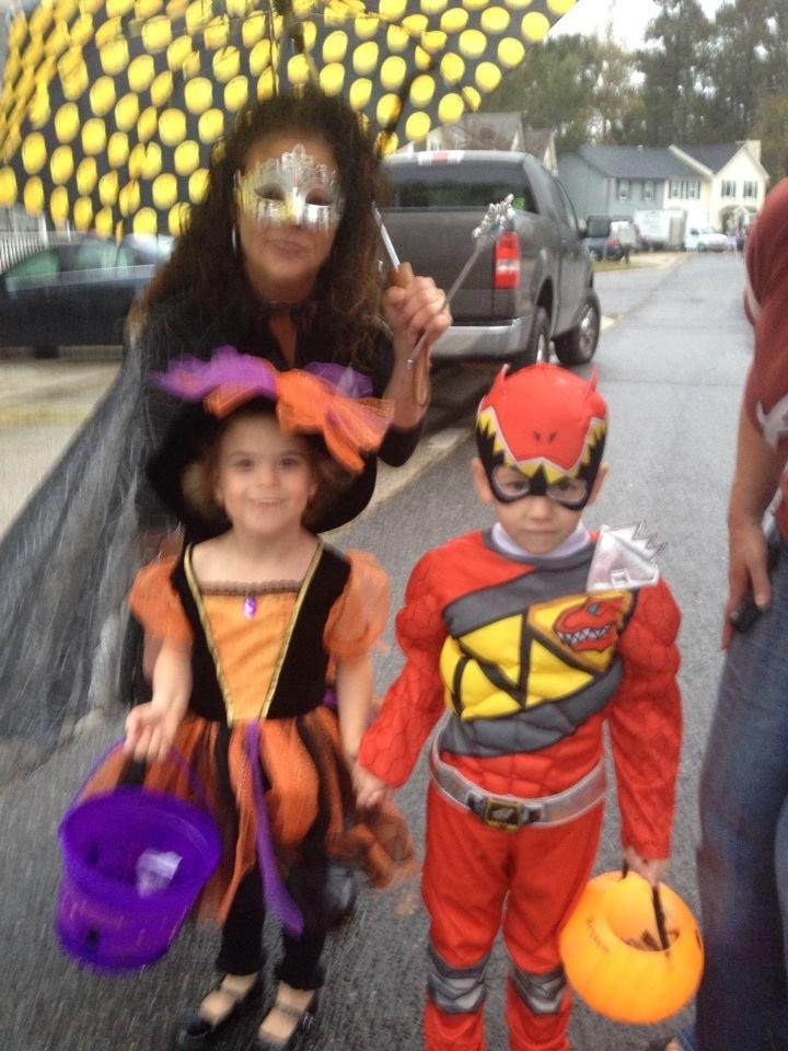 Zoe and Bryson trick or treat.