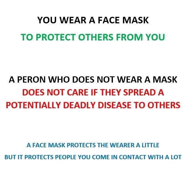 There have been questions about face masks so to be clear: