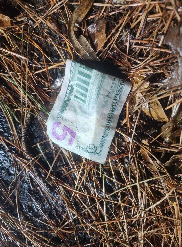 A very wet 5 dollar bill!!!!!