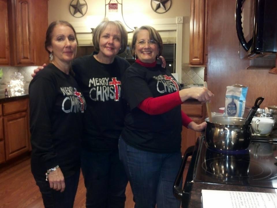 The girls are making cinnamon candy. That time of year.