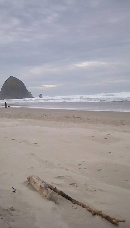 Haystack Rock, Cannon Beach Oregon. Windy, warm & sand in my teeth!
