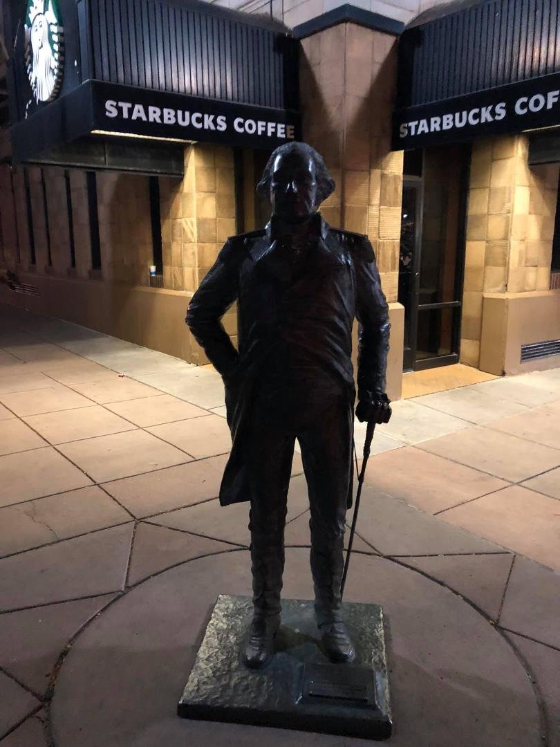 George Washington in Rapid City, SD. City of Presidents Walk. (Interesting in front of a Starbucks. Hmm.)