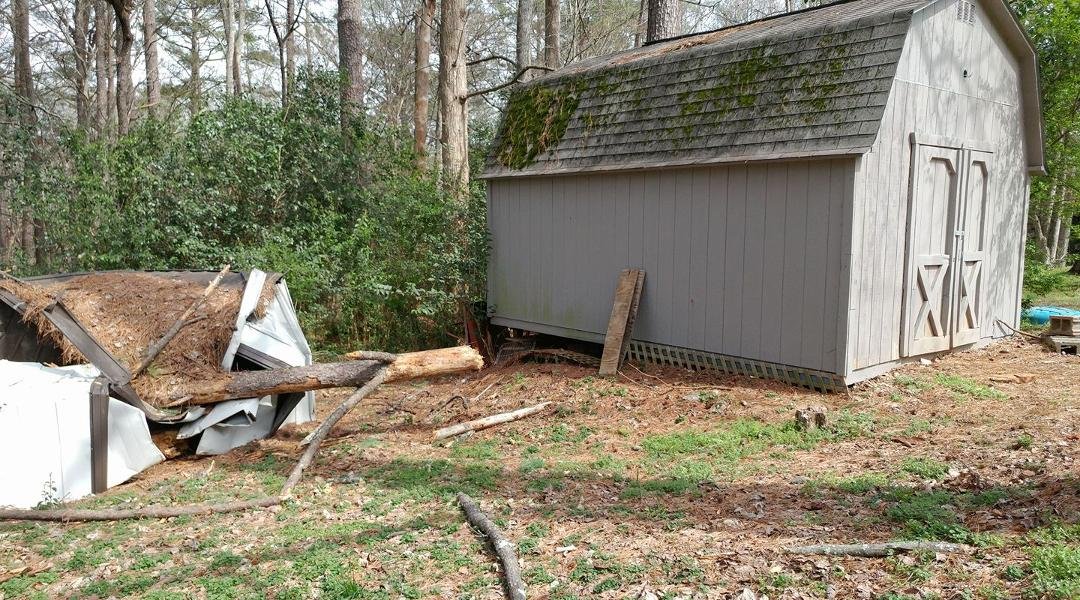 Just missed the neighbors shed by 5 feet....