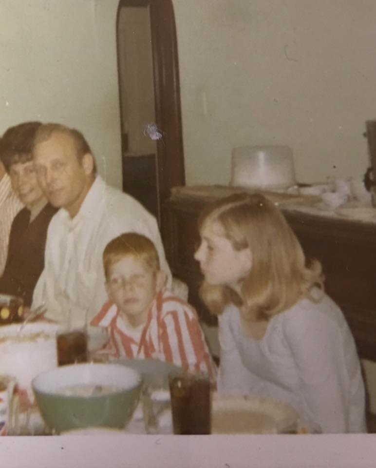 Not the best picture but my Uncle Harvey and Aunt Carol and me. He is on my mind.