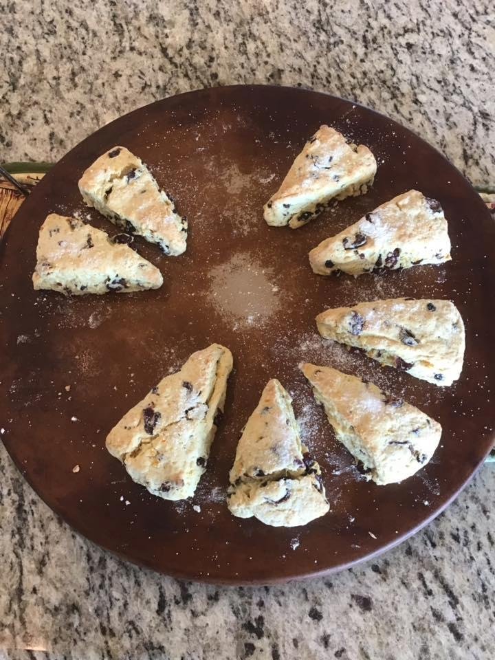 My first attempt at making cranberry orange scones. Never made scones before! Turned out yummy!!