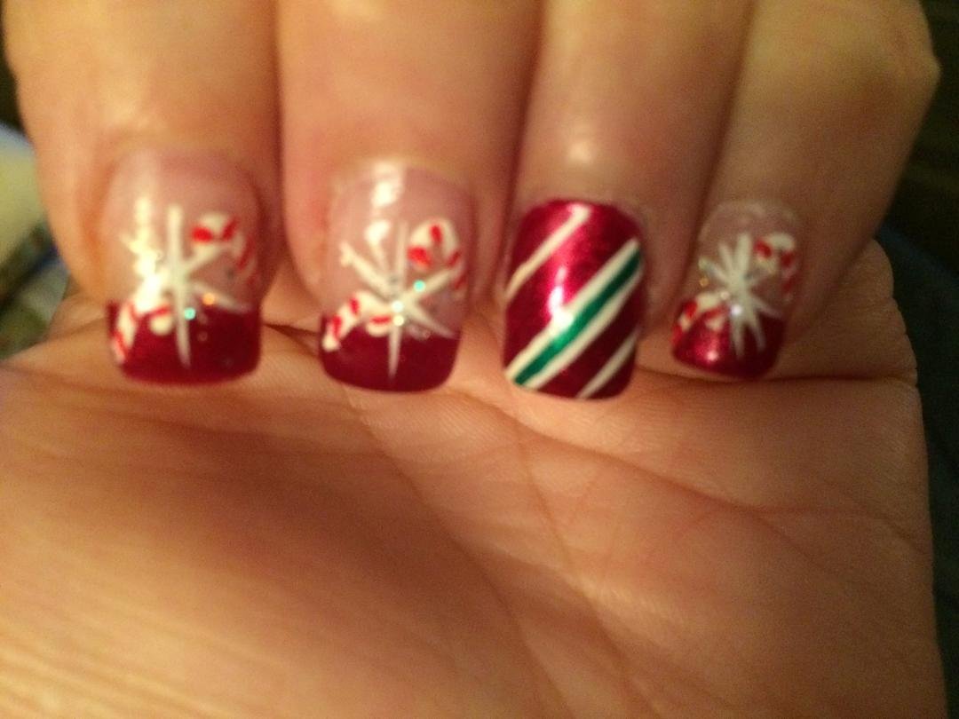 Christmas nails. I do have a thumb. Just couldn't get it in the picture.