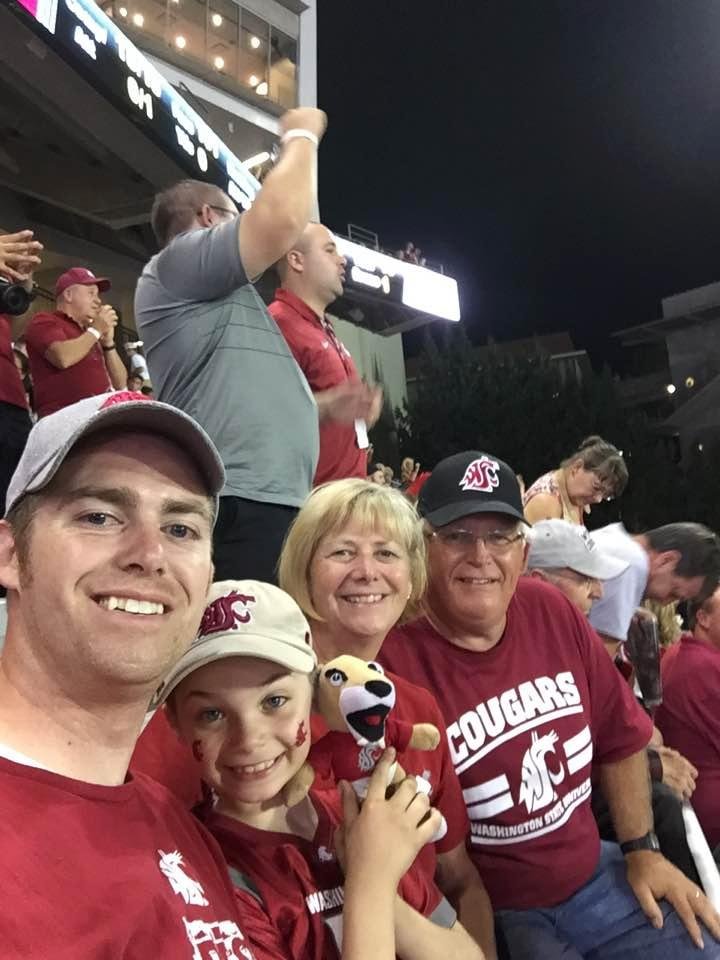 At the Coug's opener with the Lynches. Great night for football!