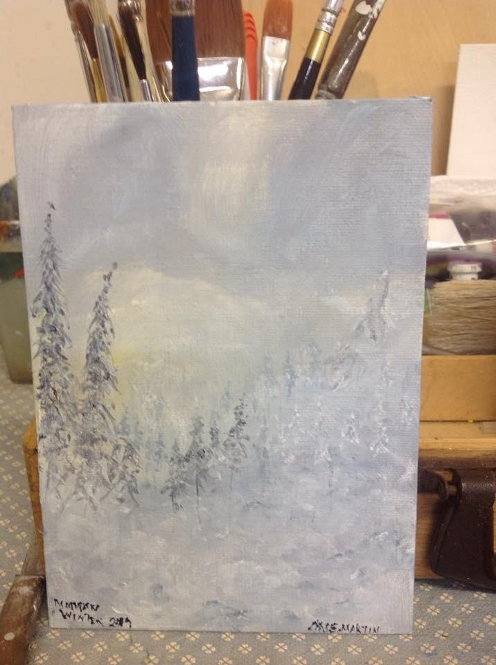 Latest little attempt - 3x6 "Mountain Winter" discovery when the painting leads the mind.