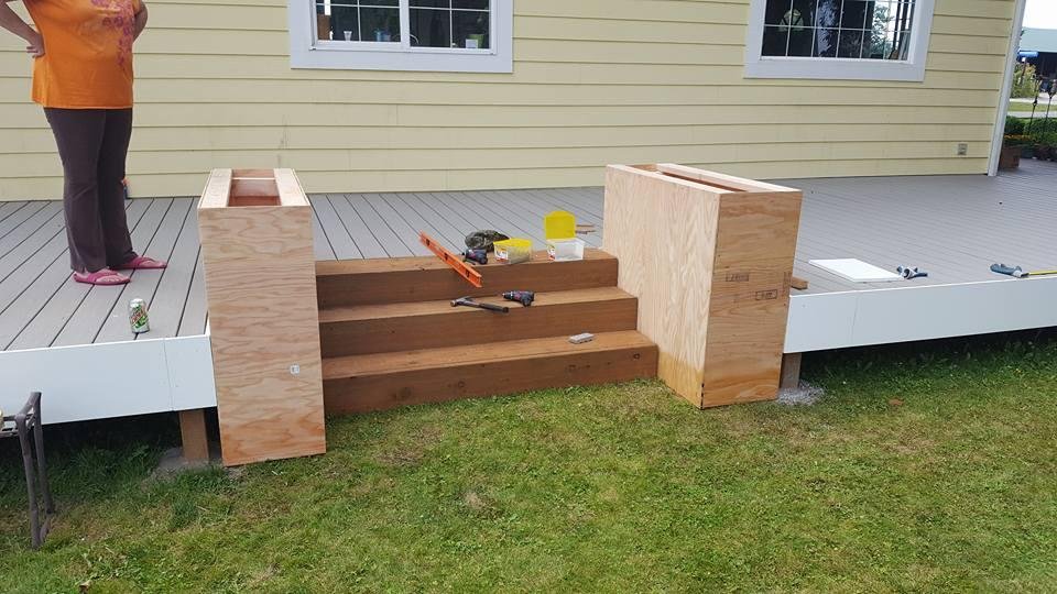 Flat part of deck done,now starting planters.At sons home in Washington.