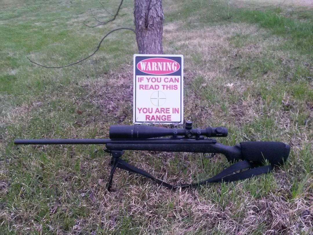 Remington Sendero .300 WinMag topped with a Vortex Viper PST 6-24 x 50 scope. Sign from Spring Stillman-Store
