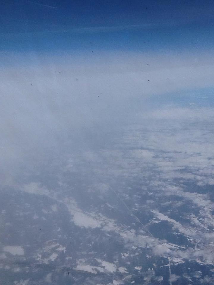 Literally above the clouds and the north atlantic ocean. Scandinavian Airlines, the way to fly