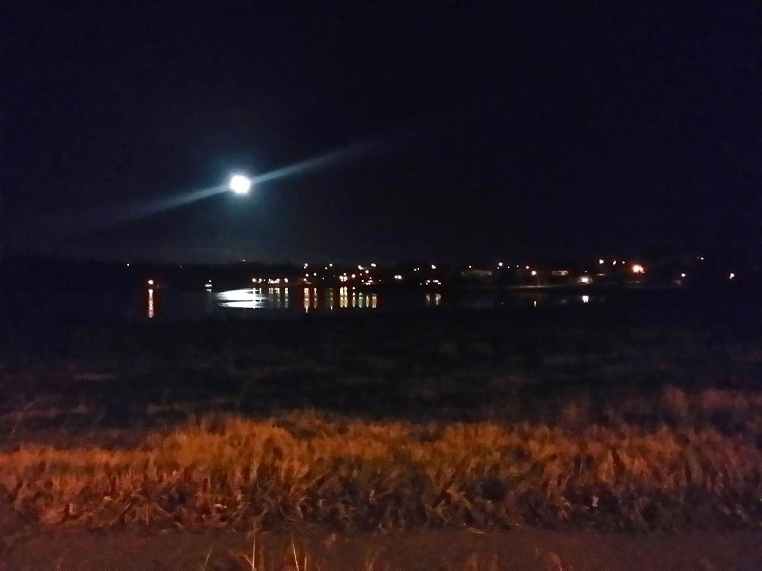 Nice moon over Soap Lake from our front porch.