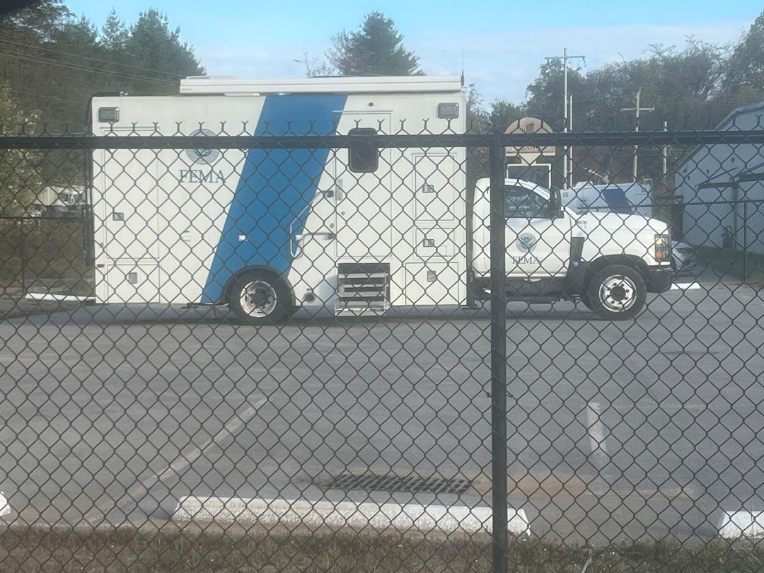 FEMA is here in Carter County TN. This truck is behind a fence with a locked gate. I guess they are wanting to protect it from militias that Maxine Waters says are training in the hills. LOL!