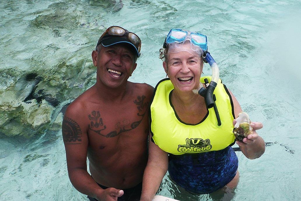 Snorkelling with the helpful eye of our guide:  colorful fish, rays, and black tipped sharks.