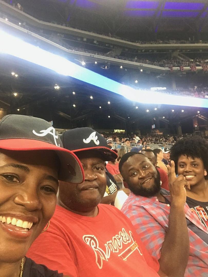 My wife and kids hàving fun at the braves game for my birthday. God is good