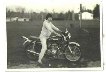 My brother Paul on my first road bike Honda 550/4 I think the bike was a 1974.