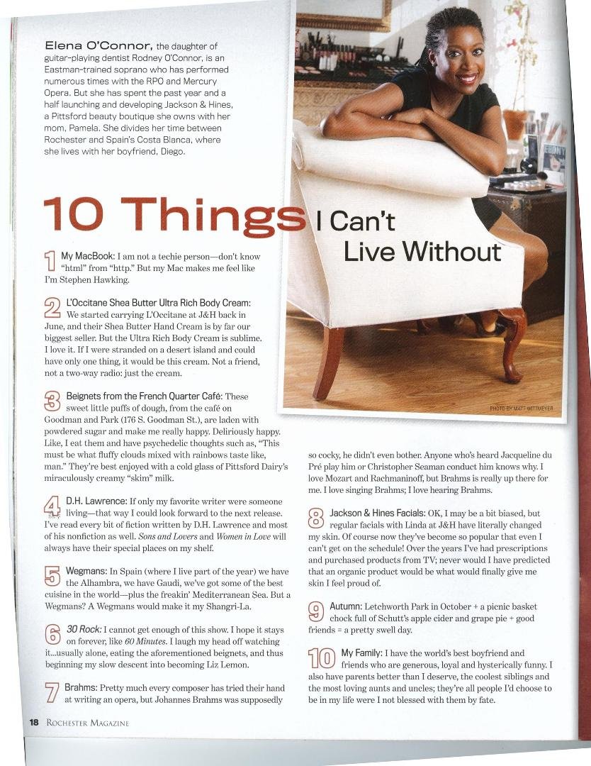 Article from November's 2010 Rochester Magazine