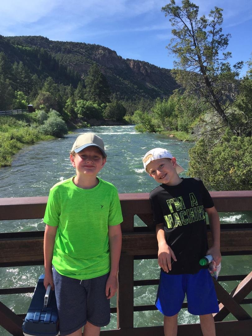Fishing with my grandsons Vaughn and Luke!