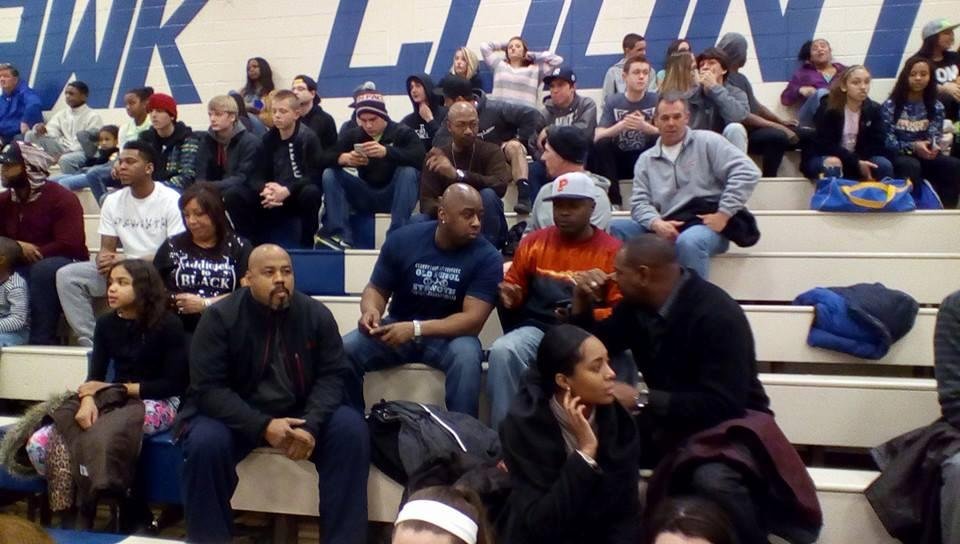 Some of the crew who got together to watch the Hawks and Piners basketball game!