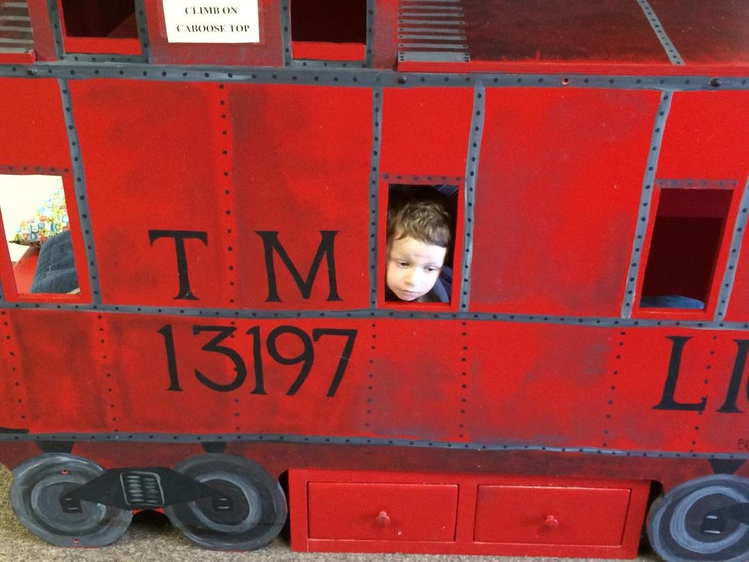 Owen enjoying the Wilmington Train Museum.