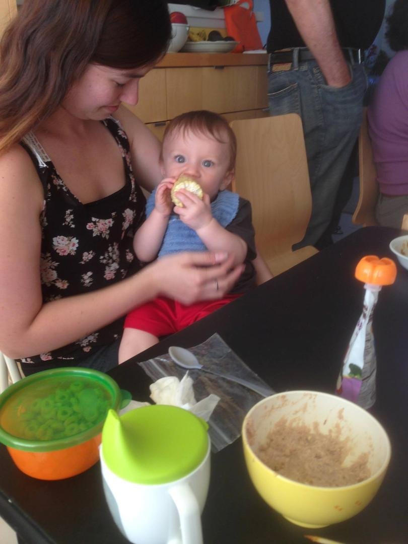 My grandson Mark eating some corn!