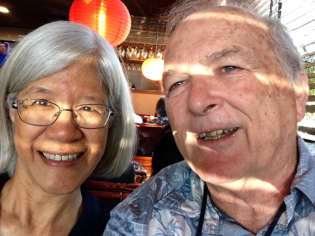 Under attack by weird rays at Evan Mew's moon yuet - with Lisa Lim Boock
