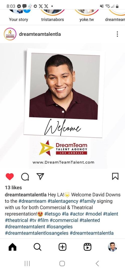 Congratulations to my oldest son, David! He recently was signed with DreamTeam Talent Agency in Los Angeles.   He booked his first gig with the agency and will appear on  "We The People." during the next six weeks. The epis