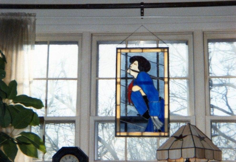 Stained Glass Window ,made by Ronnie Rosic---I think it looks like James Brown.