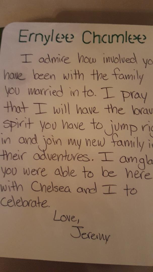 Each of us got a personal note at the recrotion. So sweet.