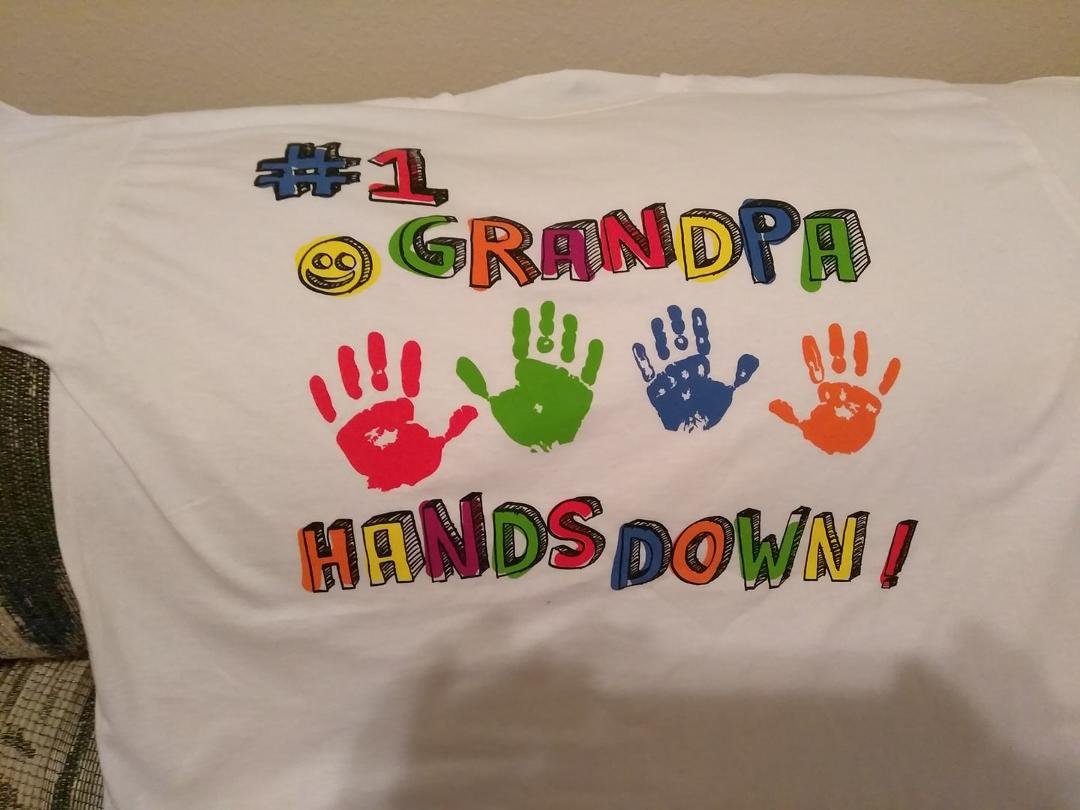My "adopted" grandkids came over today to wish me a Happy Father's Day and gave me this t-shirt. They bowled me over with hugs and affection. I love those little rascals and they return it a hundred times over.