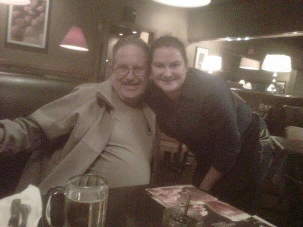 Keith Burch - Jim's baby brother - with our waitress at Ruby Tuesday.