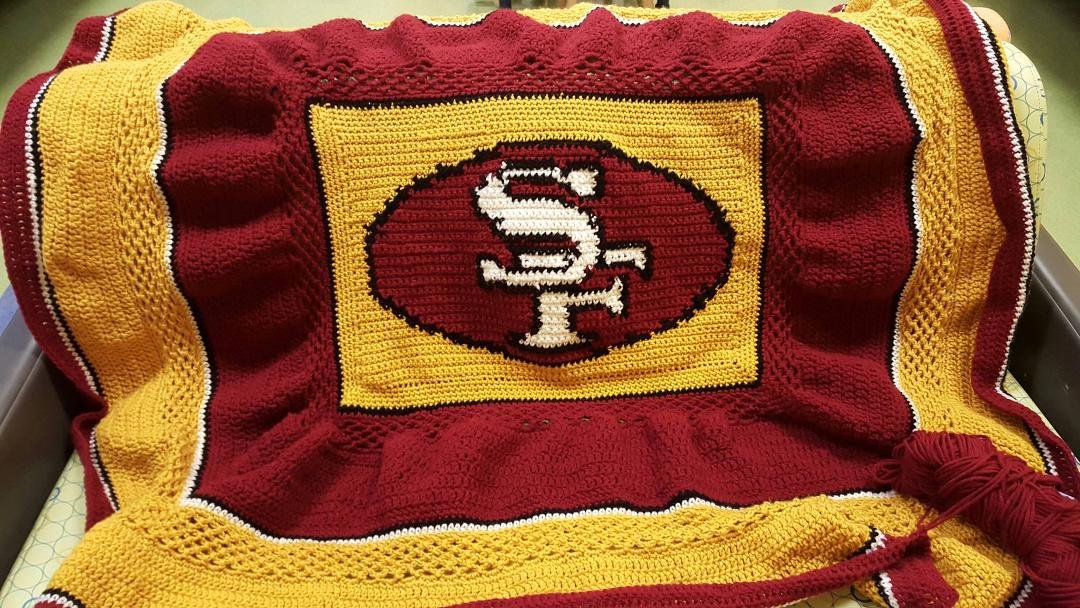 The blanket I am finishing up. I have 2 more to finish before Christmas.
