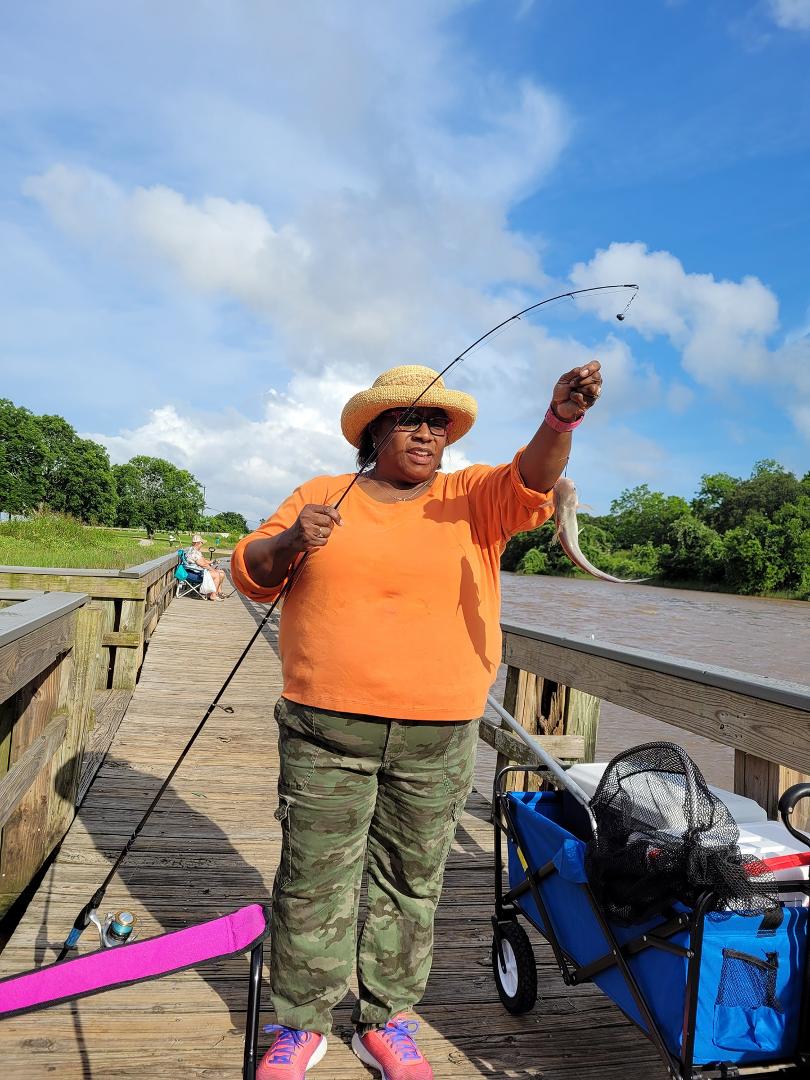 The first catch winner and new champion of the Memorial Day fishing trip Darlene Annette Maddox-Evans !