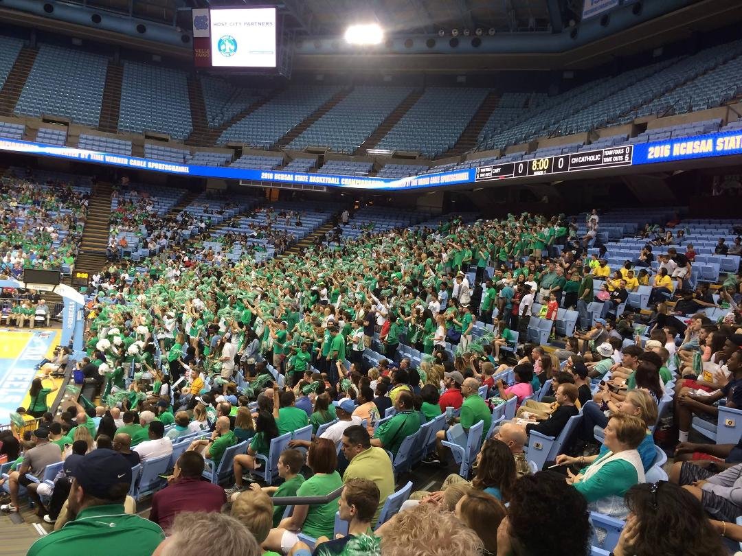 NCSHAA State Championship Basketball game: half time Cary 25 Charlotte Catholic 12.
