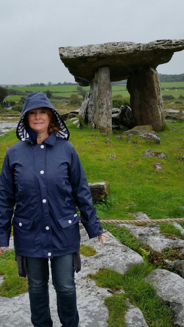 Standing in the rain in front of the tomb!