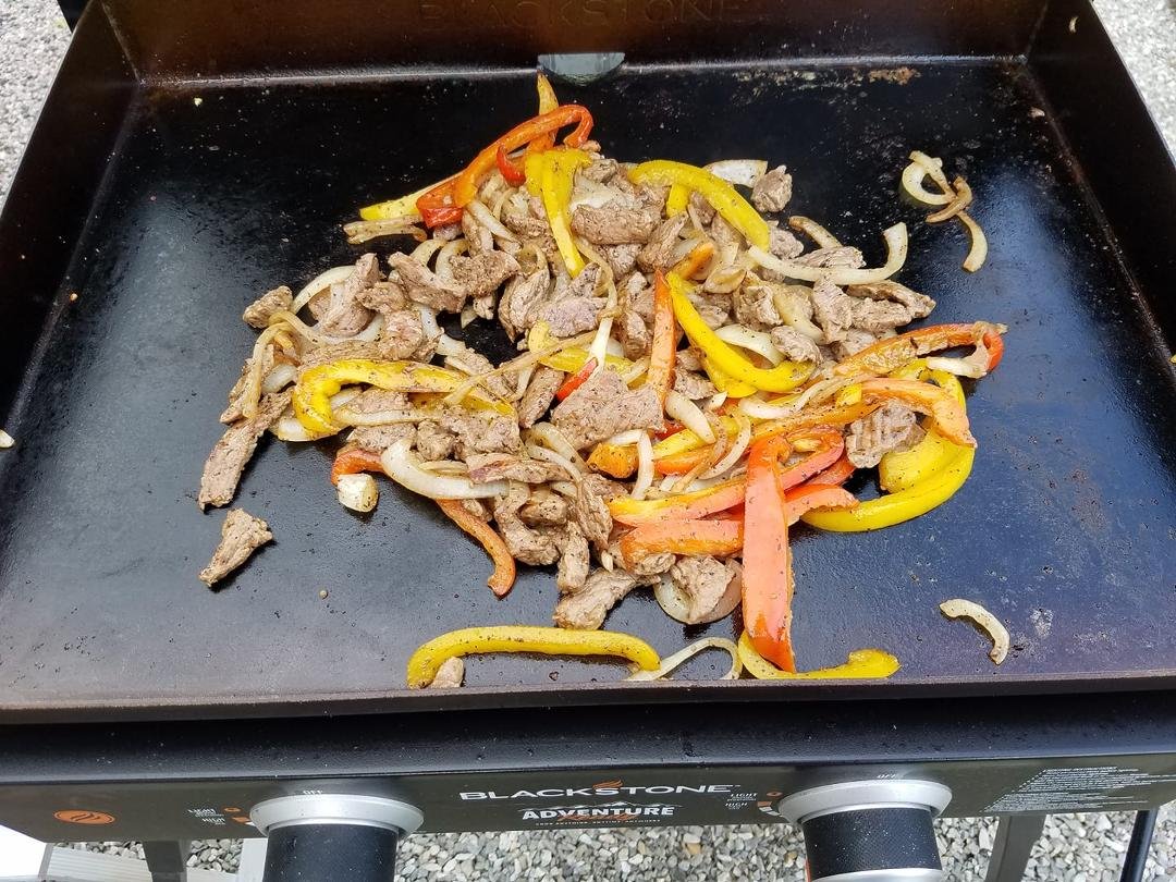 Rocking the Blackstone grill with some sirloin fajitas tonight.