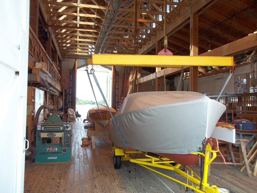 classic outboard under wraps.