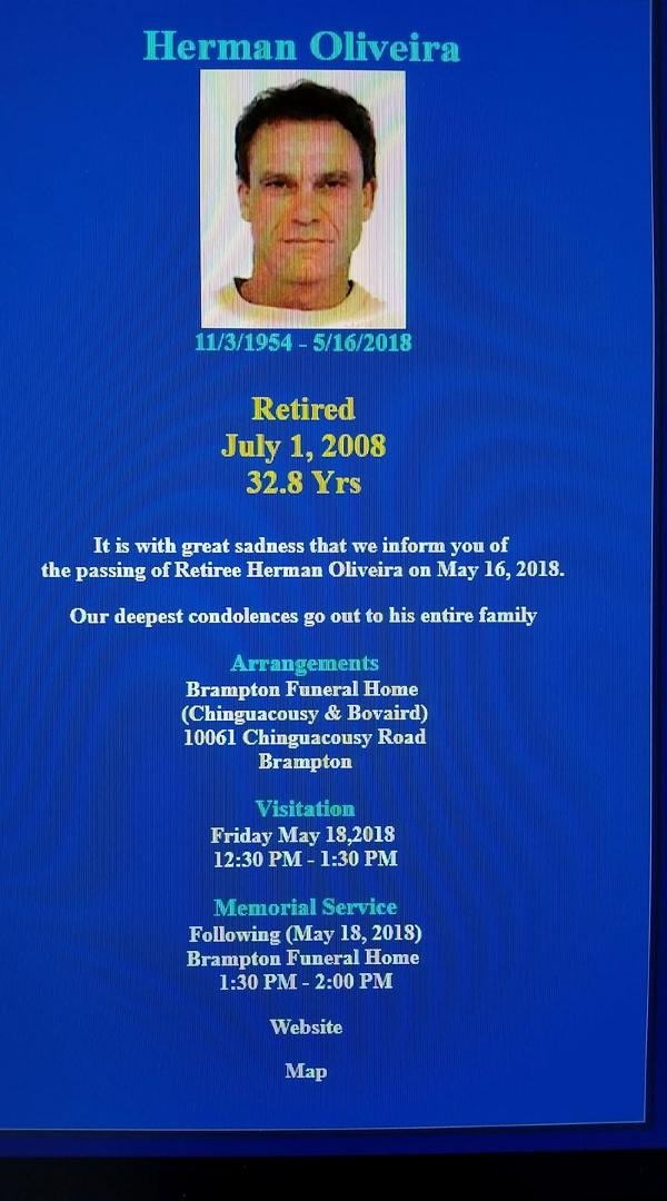 Funeral notice from my Union site...